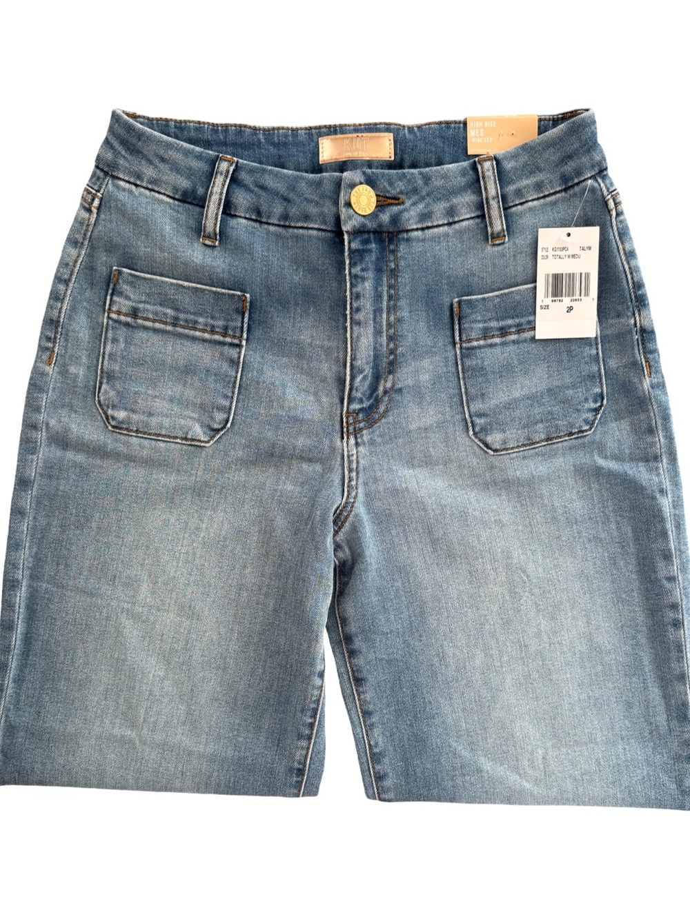 Kut From The Kloth Meg High Rise Wide Leg Patch Pocket Denim Jeans NWT Size 2P - Picture 6 of 9
